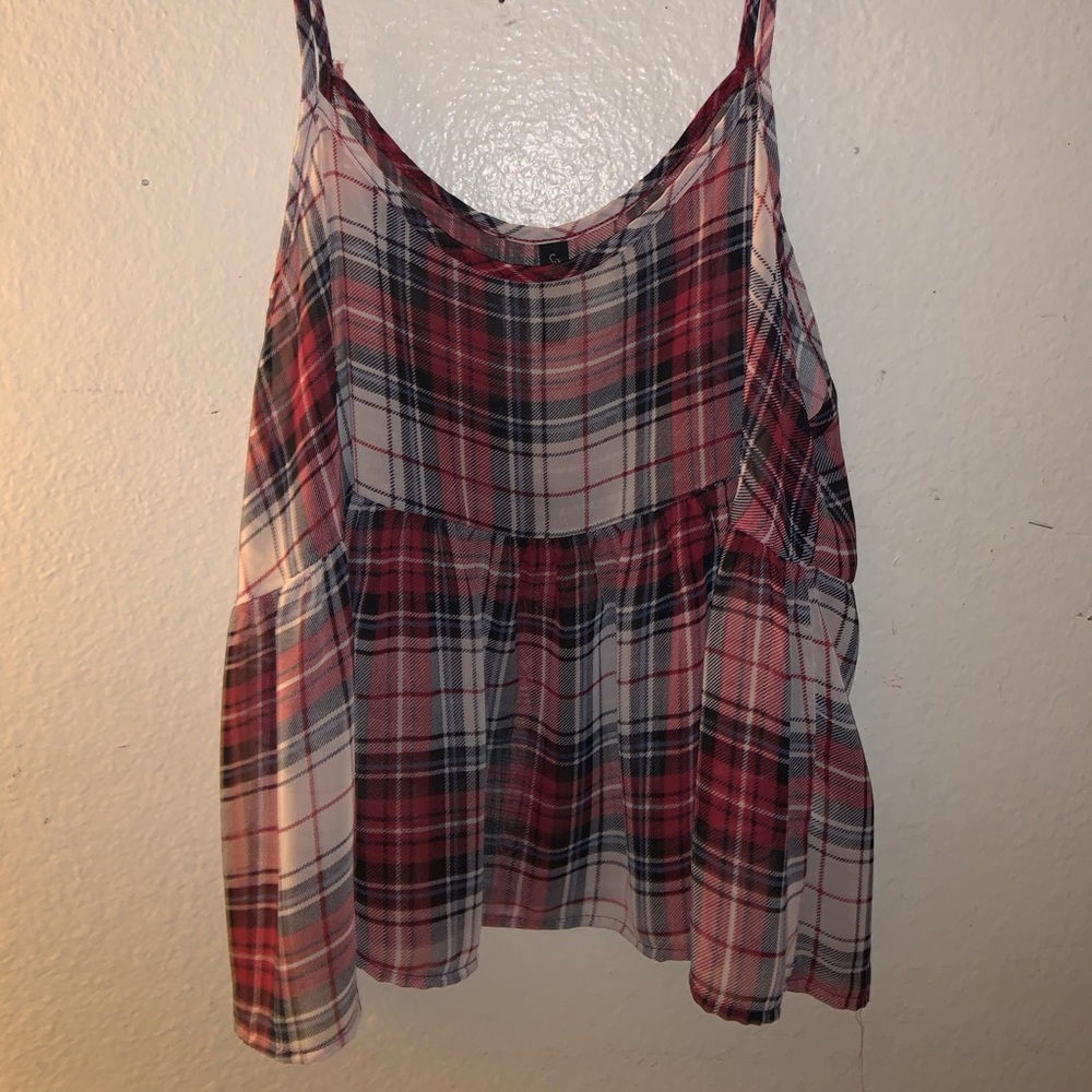 Plaid see through tank top